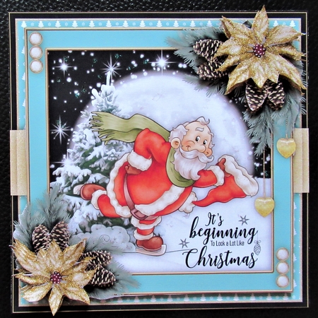 Holly Jolly Santa3 Mini Card Kit by Davina Rundle
