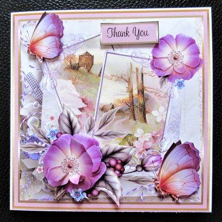 Country scene and flowers 6x6 card by Davina Rundle