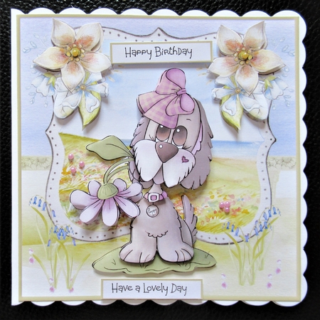 Poppy the dog 6x6 card by Davina Rundle