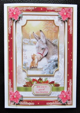 Christmas Little Donkey Decoupage Topper 1 by Davina Rundle