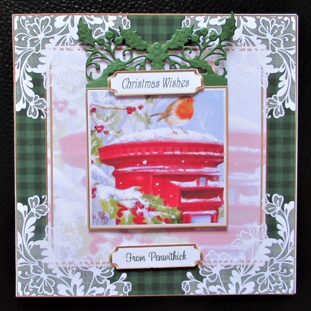 Christmas Vintage Robin Scene Lace Filigree Topper 1 by Davina Rundle