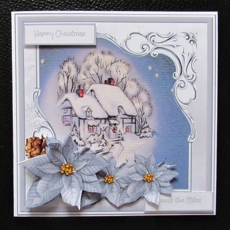 Poinsettia and vintage Christmas 6x6 card by Davina Rundle