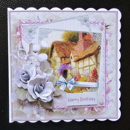 Thatched roof cottage 6x6 card by Davina Rundle