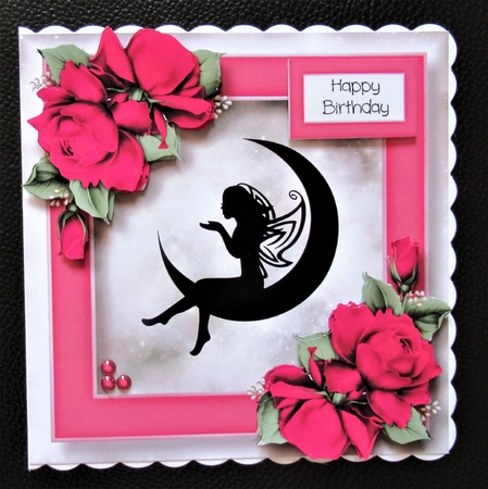 Beautiful Fairy Silhouette & Magenta Roses by Davina Rundle