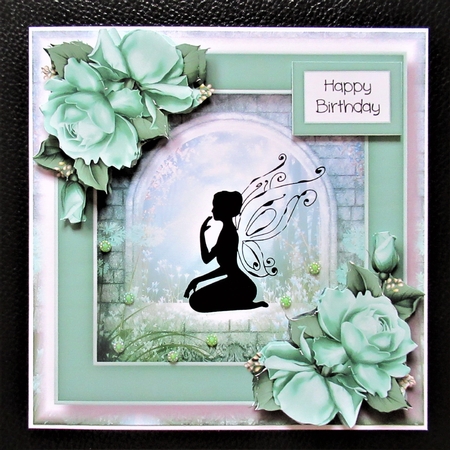 Beautiful Fairy Silhouette & Teal Roses by Davina Rundle