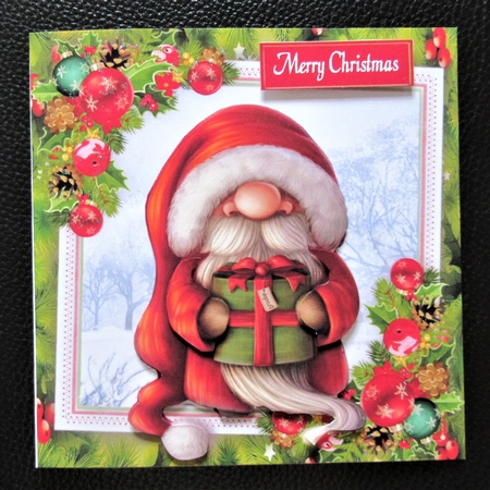 Vintage Santa With Bauble Corners 7x7 by Davina Rundle