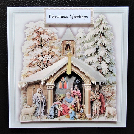 Nativity - 6 x 6 Card Topper With Decoupage by Davina Rundle