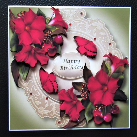 Crimson Mandevilla & Cherries by Davina Rundle
