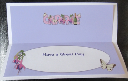Champagne, Fuchsias & Butterflies CARRIE large dl insert by Davina Rundle