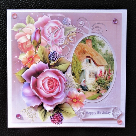 English rose and garden 6x6 card by Davina Rundle
