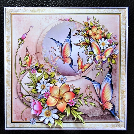 Butterfly and flowers 6x6 by Davina Rundle