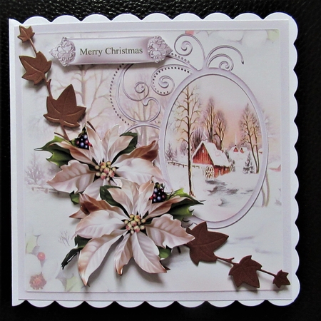 Poinsettia vintage Christmas 6x6 card by Davina Rundle