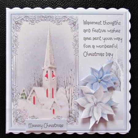 Church in the snow 7x7 card by Davina Rundle