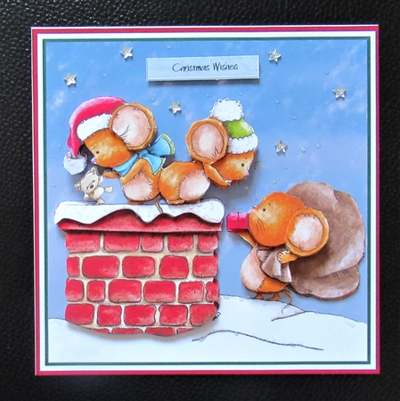 Rooftop santa mice christmas mini kit & decoupage by Davina Rundle