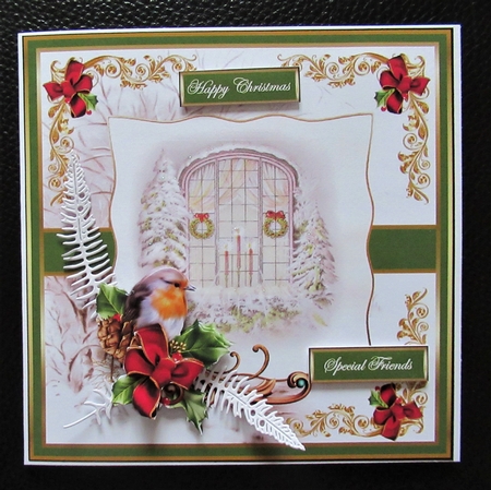 Christmas window and robin 6x6 card by Davina Rundle