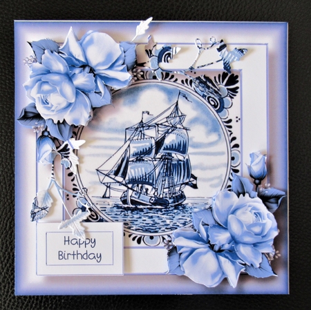 Delft Blue Tile & Roses 2 by Davina Rundle