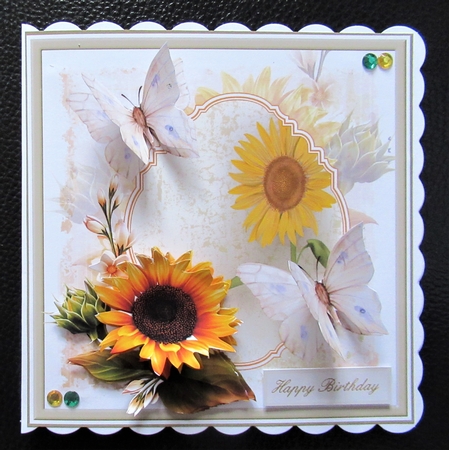 Sunflower and butterfly 6x6 by Davina Rundle
