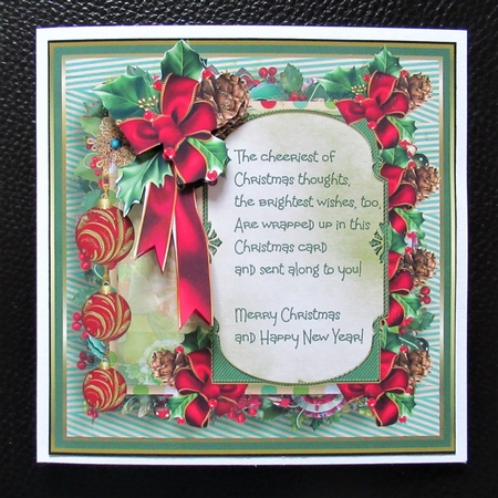 Holly and baubles 6x6 by Davina Rundle
