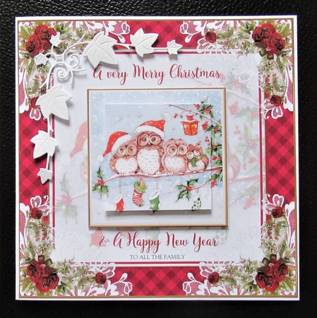 Christmas Snowy Vintage Owls 8x8ins Mini Kit 2 by Davina Rundle