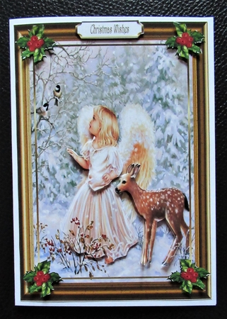 Christmas Vintage Deer Decoupage/Pyramid 5x7ins Topper by Davina Rundle