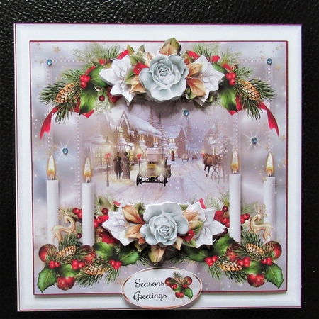 Floral Vintage Christmas Scene Mini Page Kit by Davina Rundle