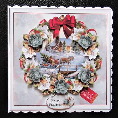  Vintage Christmas Scene Wreath Mini Page Kit   by Davina Rundle