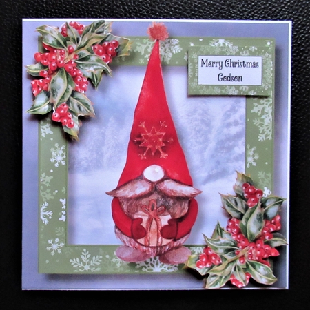 Christmas Gnome & Holly 3 by Davina Rundle