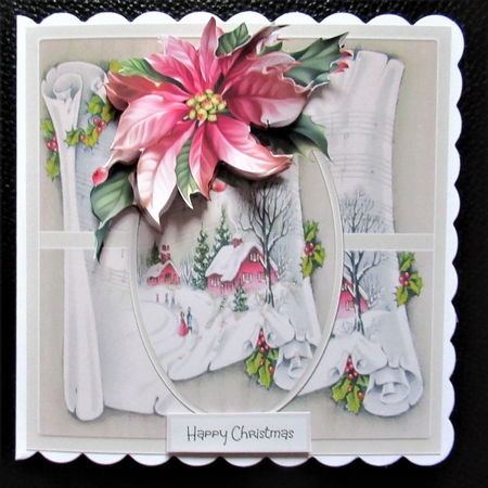 Vintage Christmas and poinsettia 6x6 by Davina Rundle