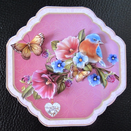 Bird and Flowers - 5 in x 5 in  Shaped Card & Envelope Mini Kit by Davina Rundle