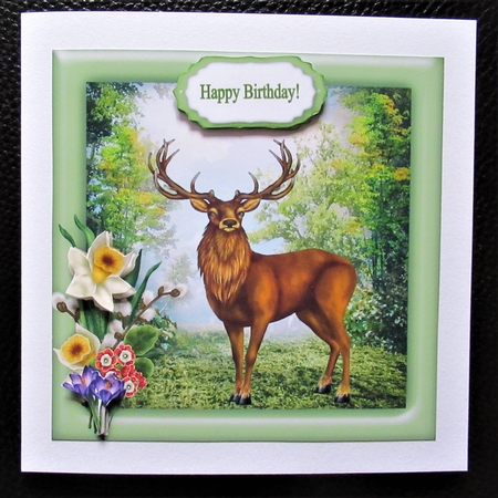 Spring Stag -  7.5 x 7.5 Card Topper To Fit 8 x 8 Cards Comfortably. by Davina Rundle