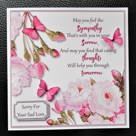 Sympathy card topper with lovely verse by Davina Rundle