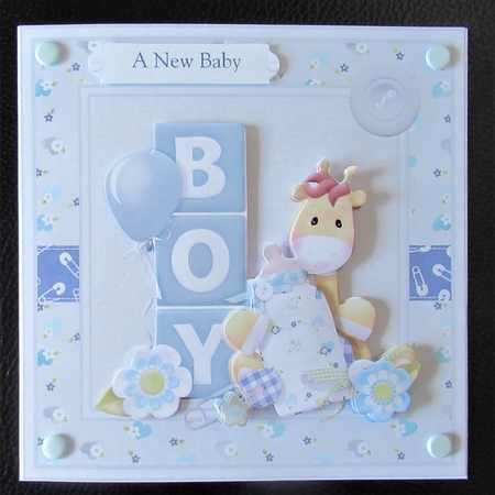 Boy giraffe 7x7 card by Davina Rundle