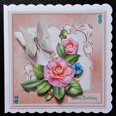 Camelia and butterfly 7x7 by Davina Rundle