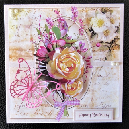 Pink and yellow rose 7x7 by Davina Rundle