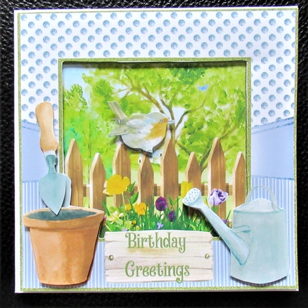 Multi Birthday framed gardening card front by Davina Rundle