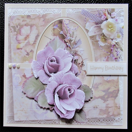 Lilac rose and pansy 7x7 by Davina Rundle