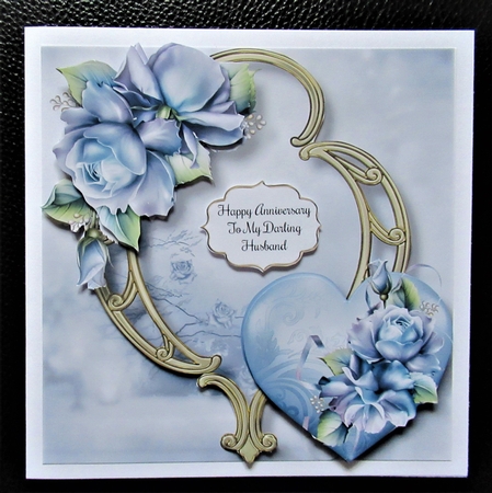 Hearts & Flowers On Golden Frame - Porcelain Roses by Davina Rundle