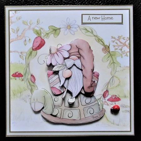Turtle gnome on the move 7x7 by Davina Rundle