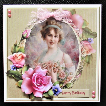 Lady and a rose 7x7 by Davina Rundle