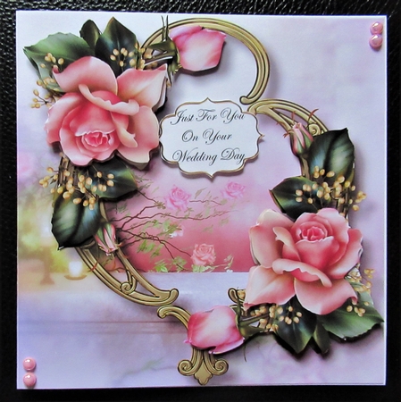 Gorgeous Flowers On Golden Frame - Edwardian Roses by Davina Rundle