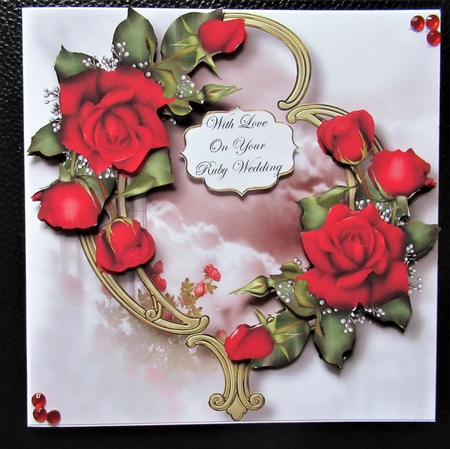 Gorgeous Flowers On Golden Frame - Red Roses by Davina Rundle