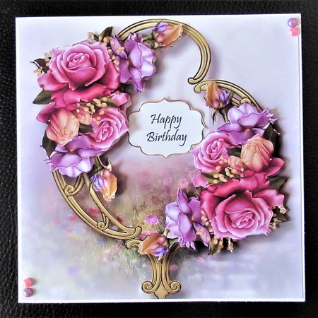 Gorgeous Flowers On Golden Frame - Belle Epoque Roses by Davina Rundle