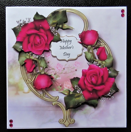 Gorgeous Flowers On Golden Frame - Magenta Roses by Davina Rundle