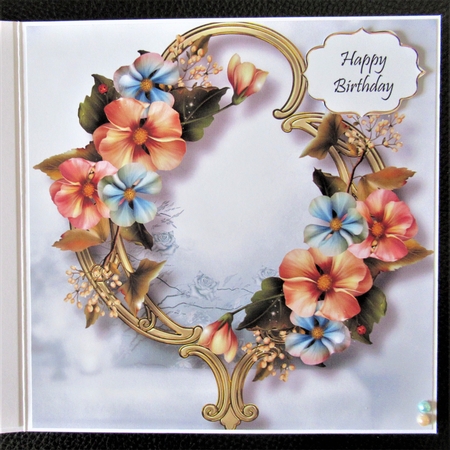 Gorgeous Flowers On Golden Frame - Magic Garden 8x8 by Davina Rundle