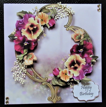 Gorgeous Flowers On Golden Frame - Muted Pansies by Davina Rundle