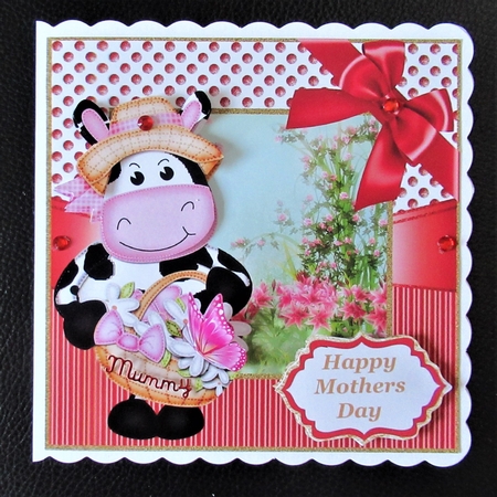 Floral cow card front by Davina Rundle