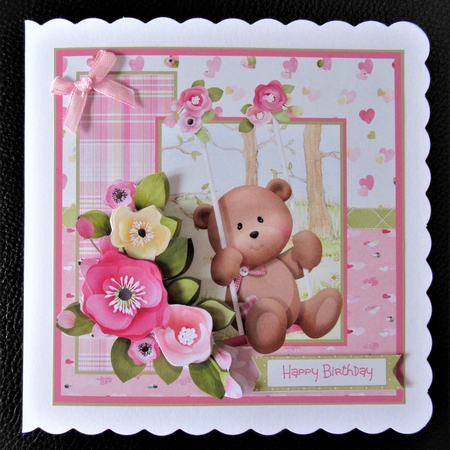 Teddy swinging birthday 7x7 by Davina Rundle