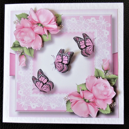Butterflies & Roses - Baby Pink 8x8 by Davina Rundle