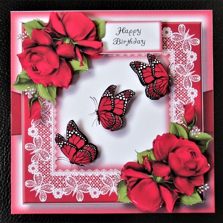 Butterflies & roses - Red by Davina Rundle