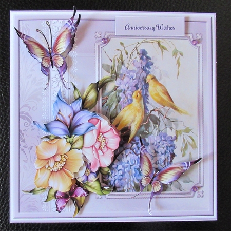 Birds, flowers and butterfly 7x7 by Davina Rundle